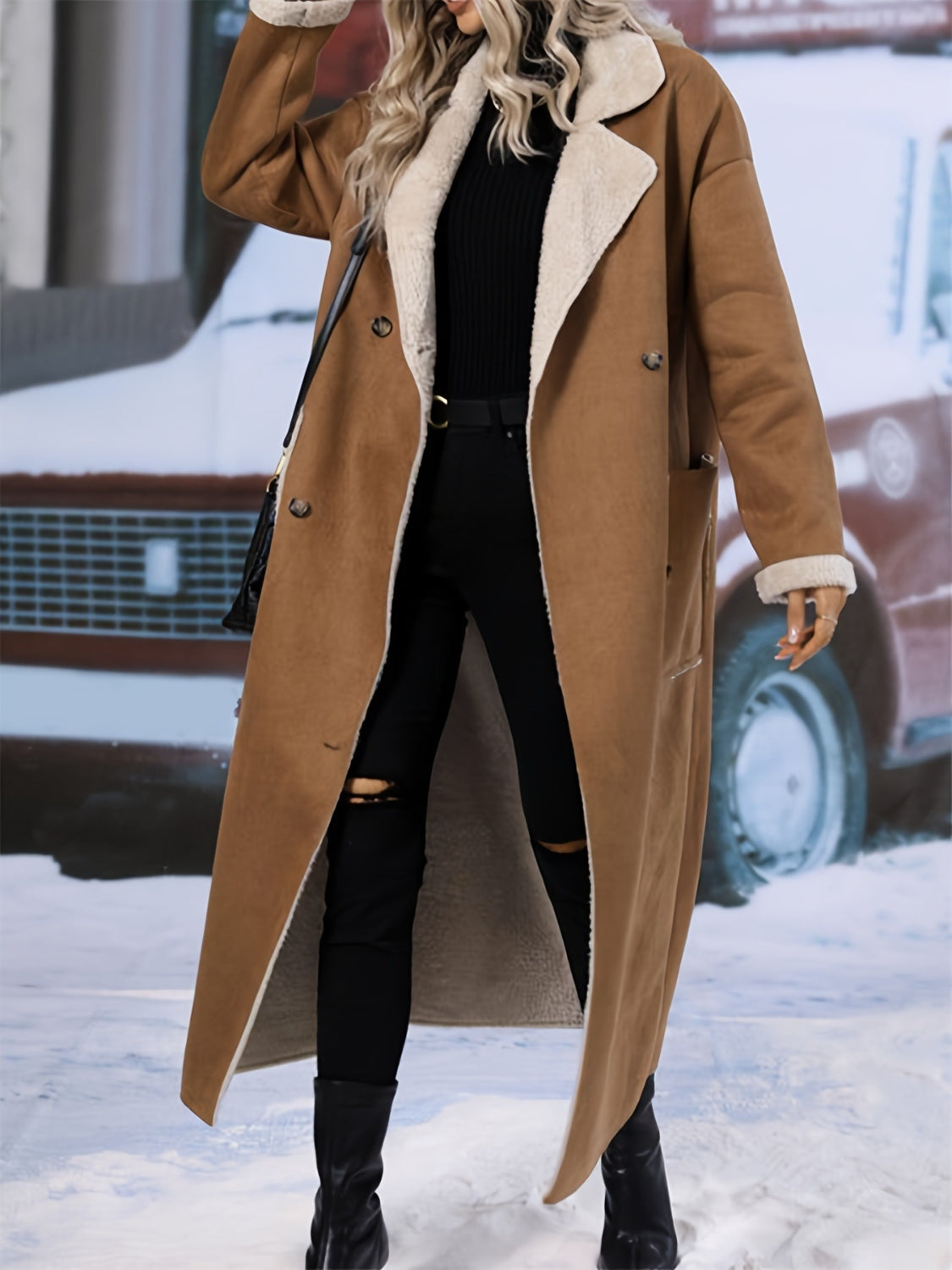 Drop Shoulder Sherpa Longline Coat
