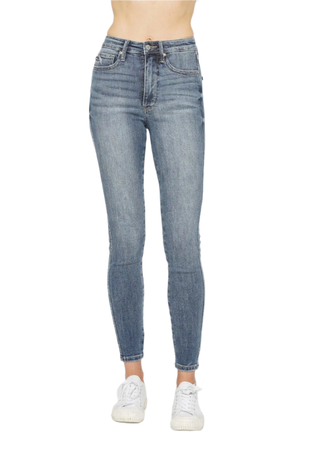Tummy Control Contrast Wash Skinny Jeans