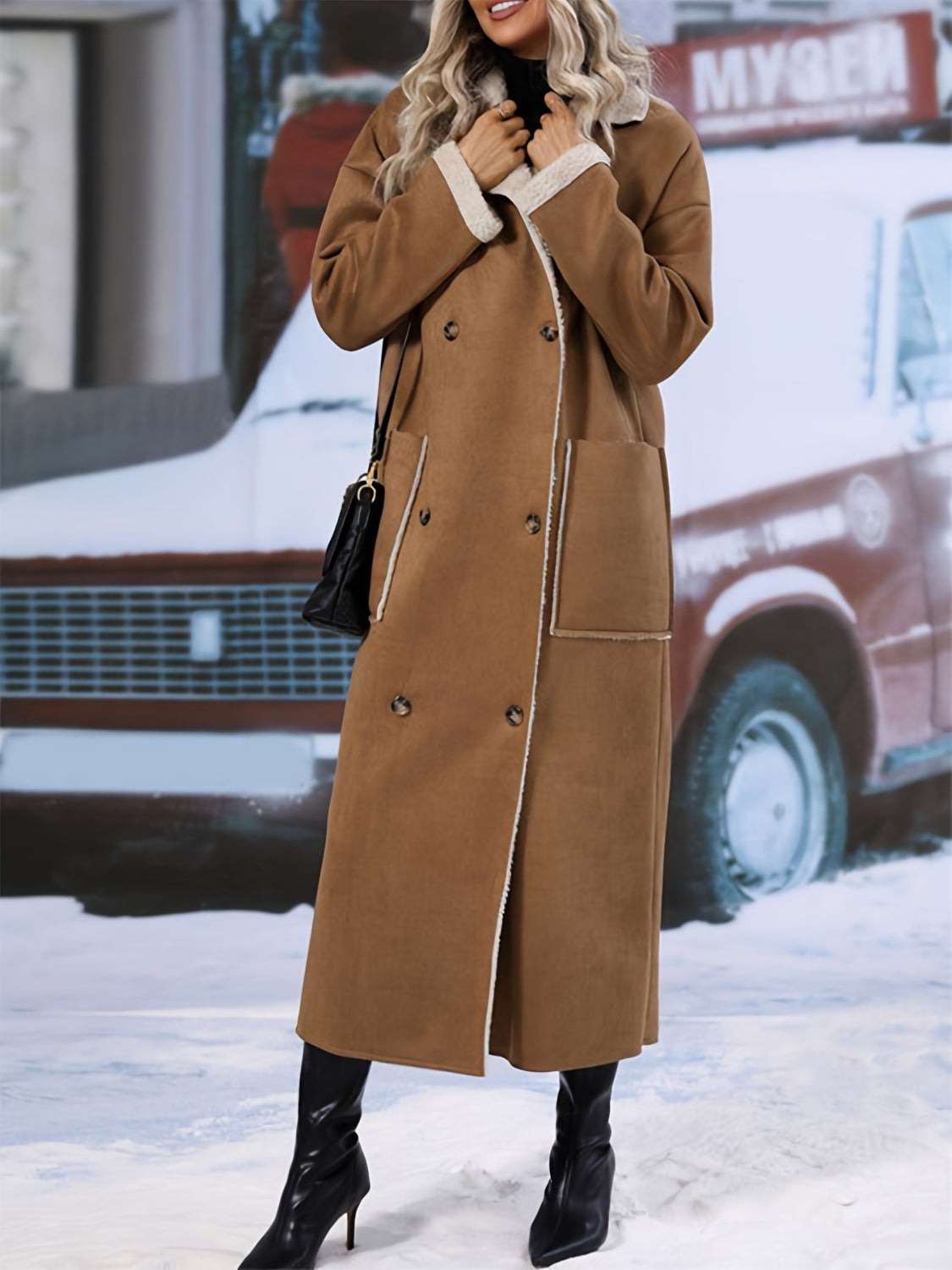 Drop Shoulder Sherpa Longline Coat