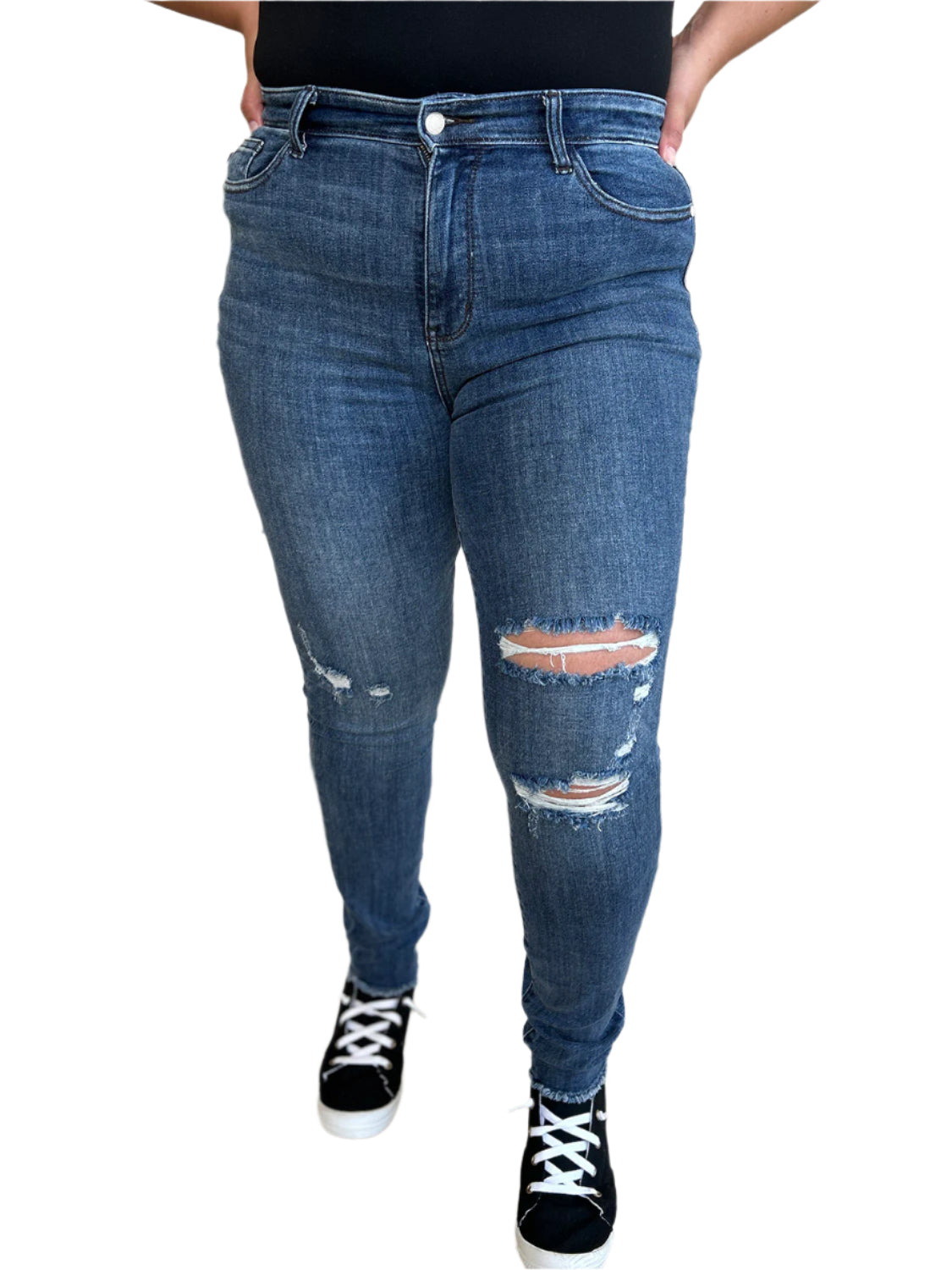 High Waist Distressed Skinny Jeans