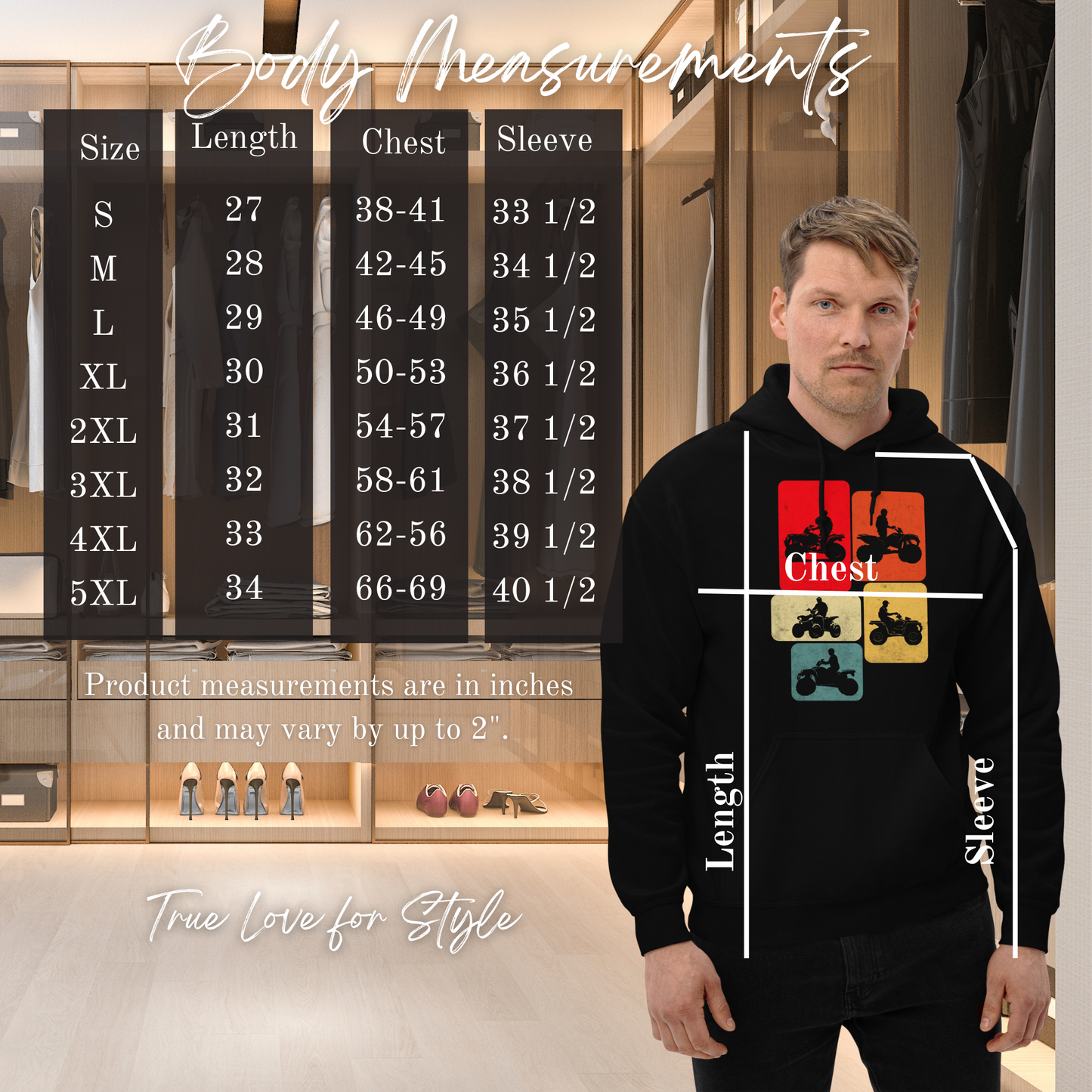 Men's Pullover Hoodie Quad Biker ATV 4 Wheeler Graphic