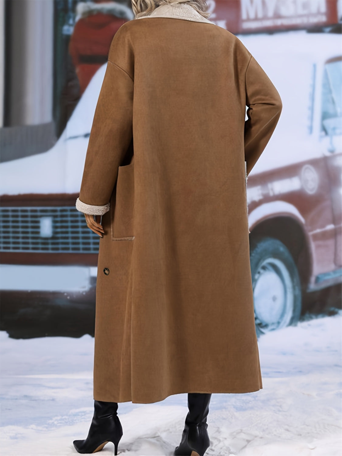 Drop Shoulder Sherpa Longline Coat