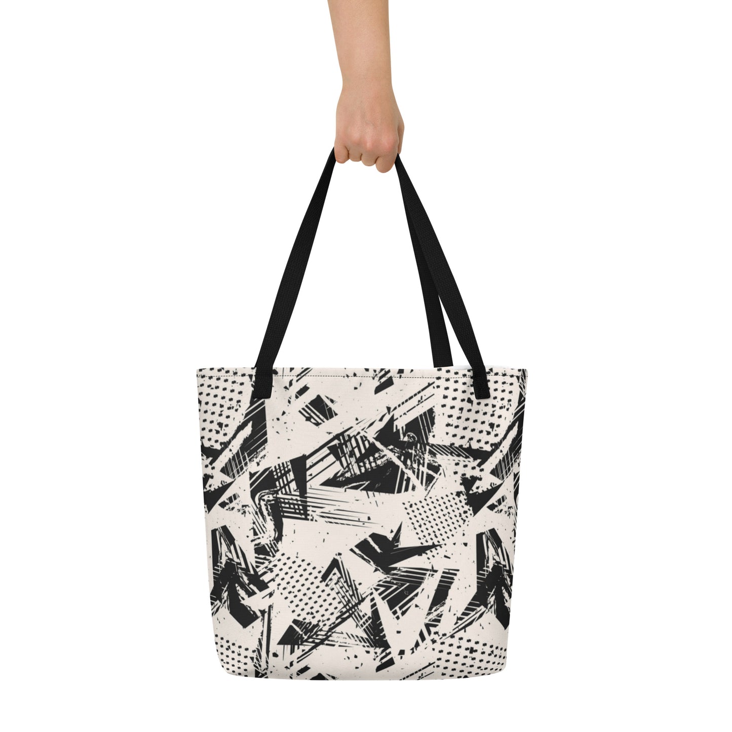 Abstract Print Tote Bag with Inside Pocket
