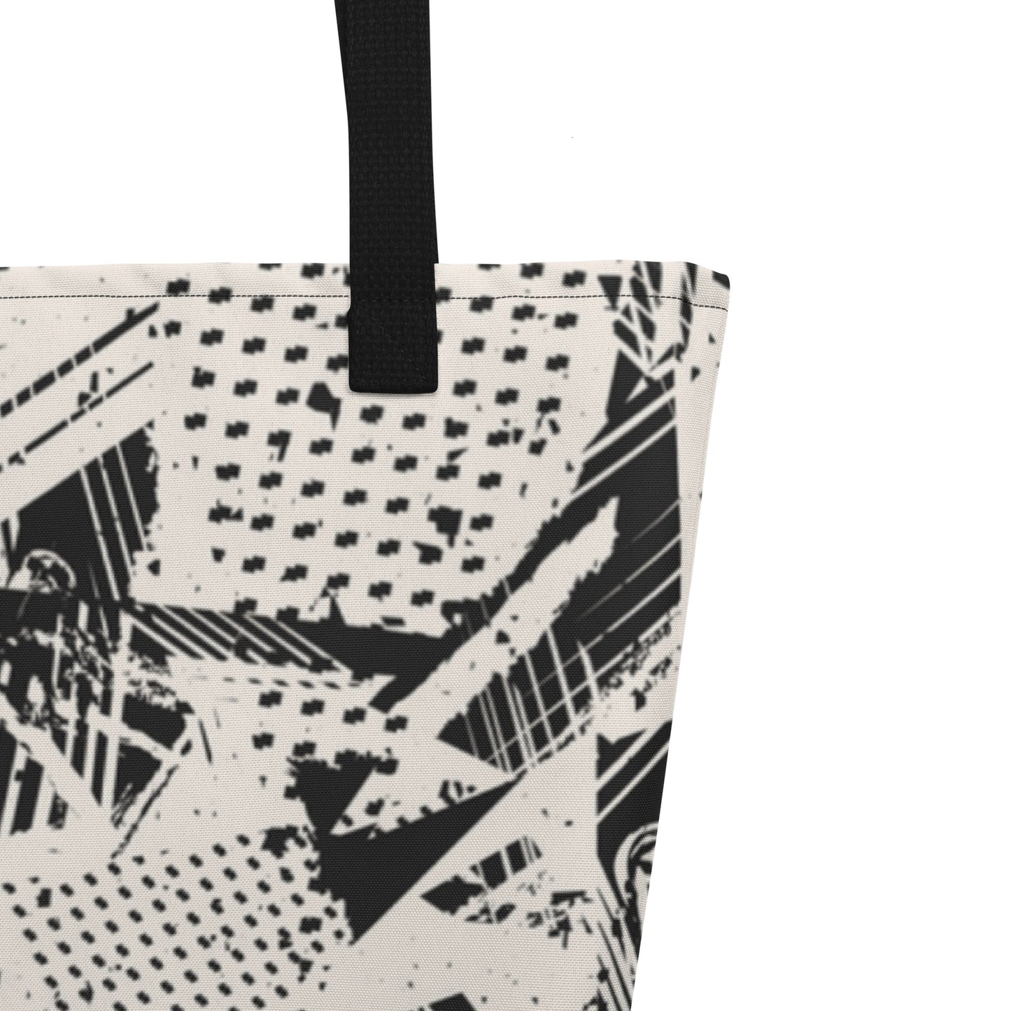 Abstract Print Tote Bag with Inside Pocket