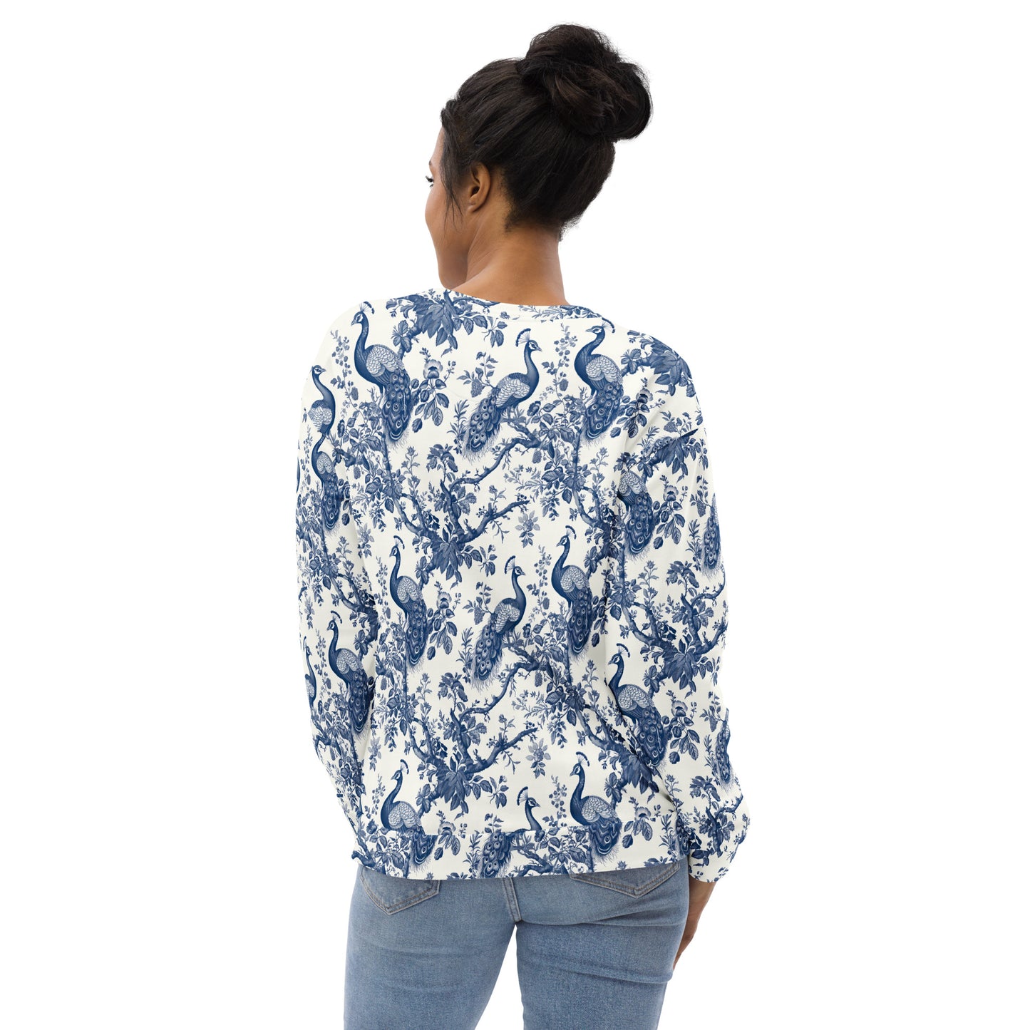 Women's Pullover Soft Fleece Crewneck Sweatshirt, Vintage Pattern Printed