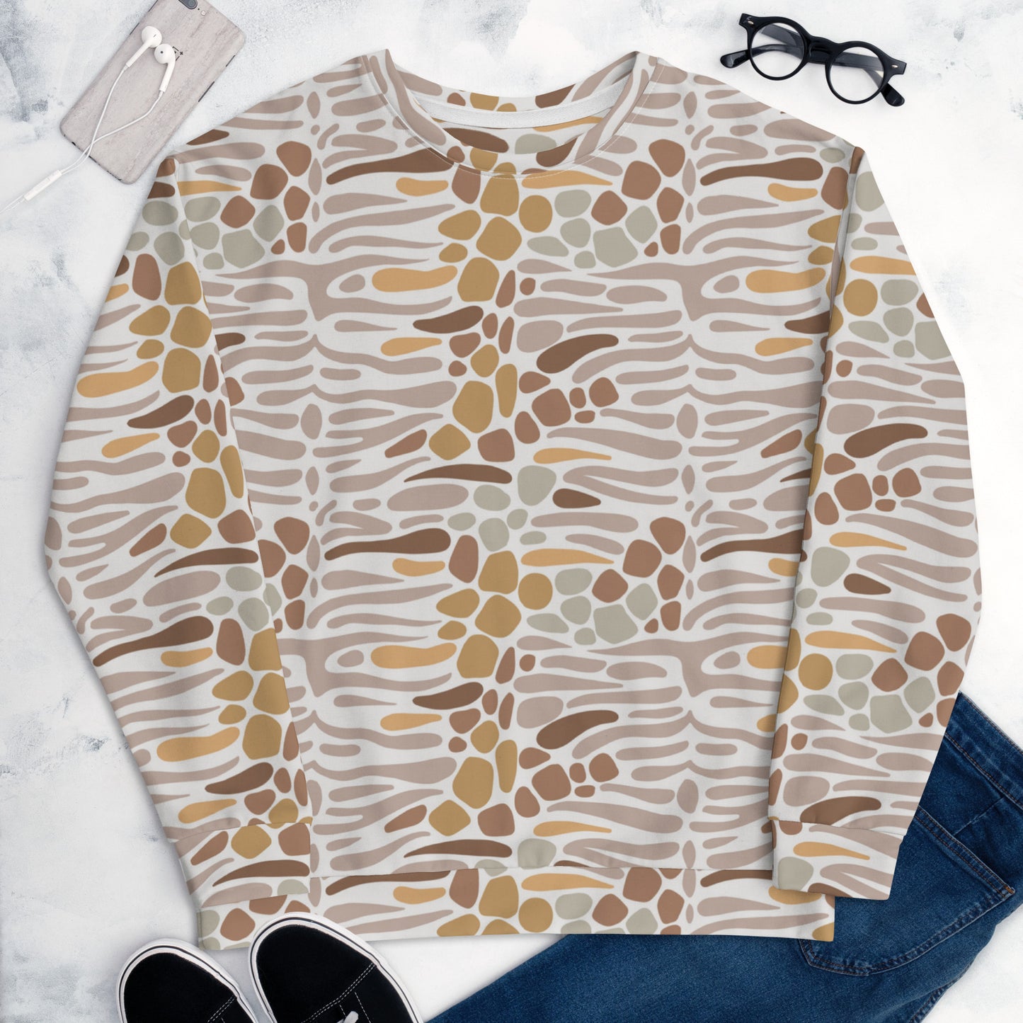 Pullover Soft Fleece Adult Crewneck Sweatshirt, Stylish Pattern Printed