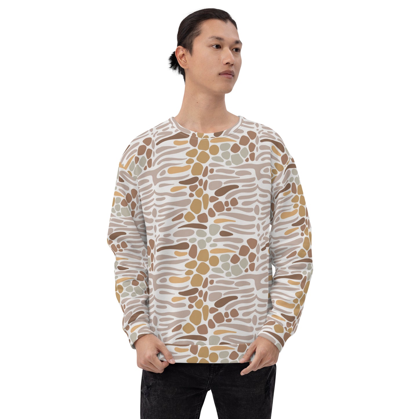 Pullover Soft Fleece Adult Crewneck Sweatshirt, Stylish Pattern Printed
