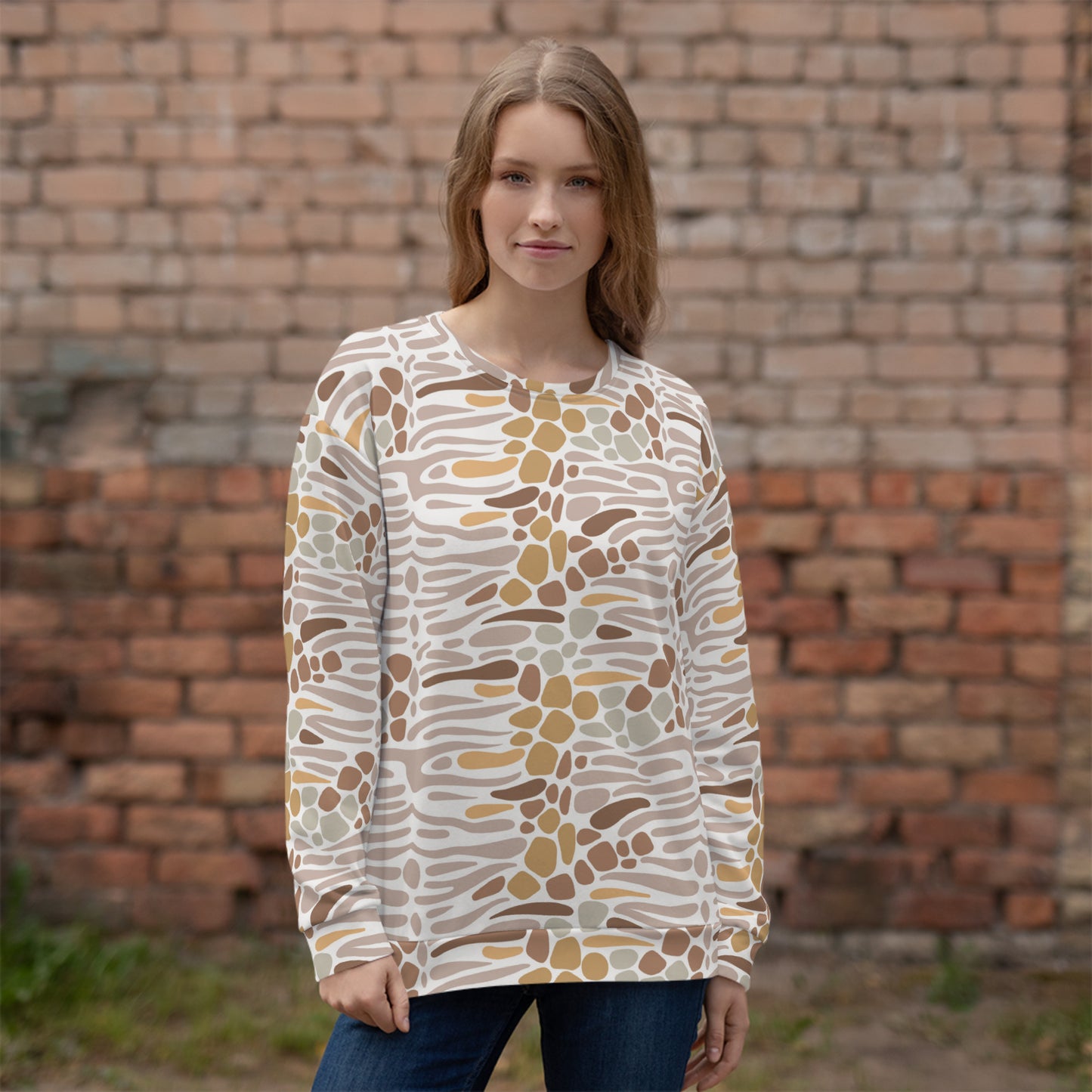 Pullover Soft Fleece Adult Crewneck Sweatshirt, Stylish Pattern Printed