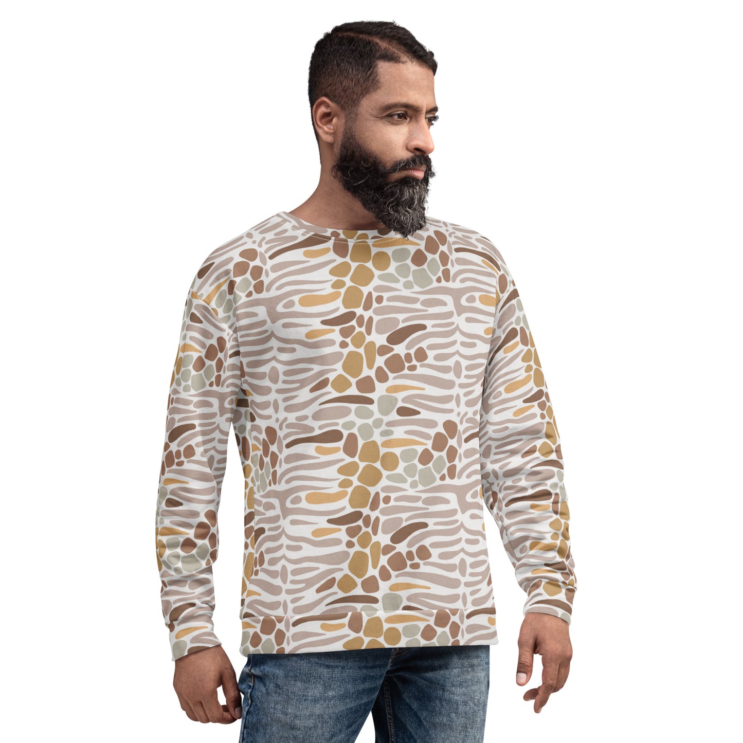 Pullover Soft Fleece Adult Crewneck Sweatshirt, Stylish Pattern Printed