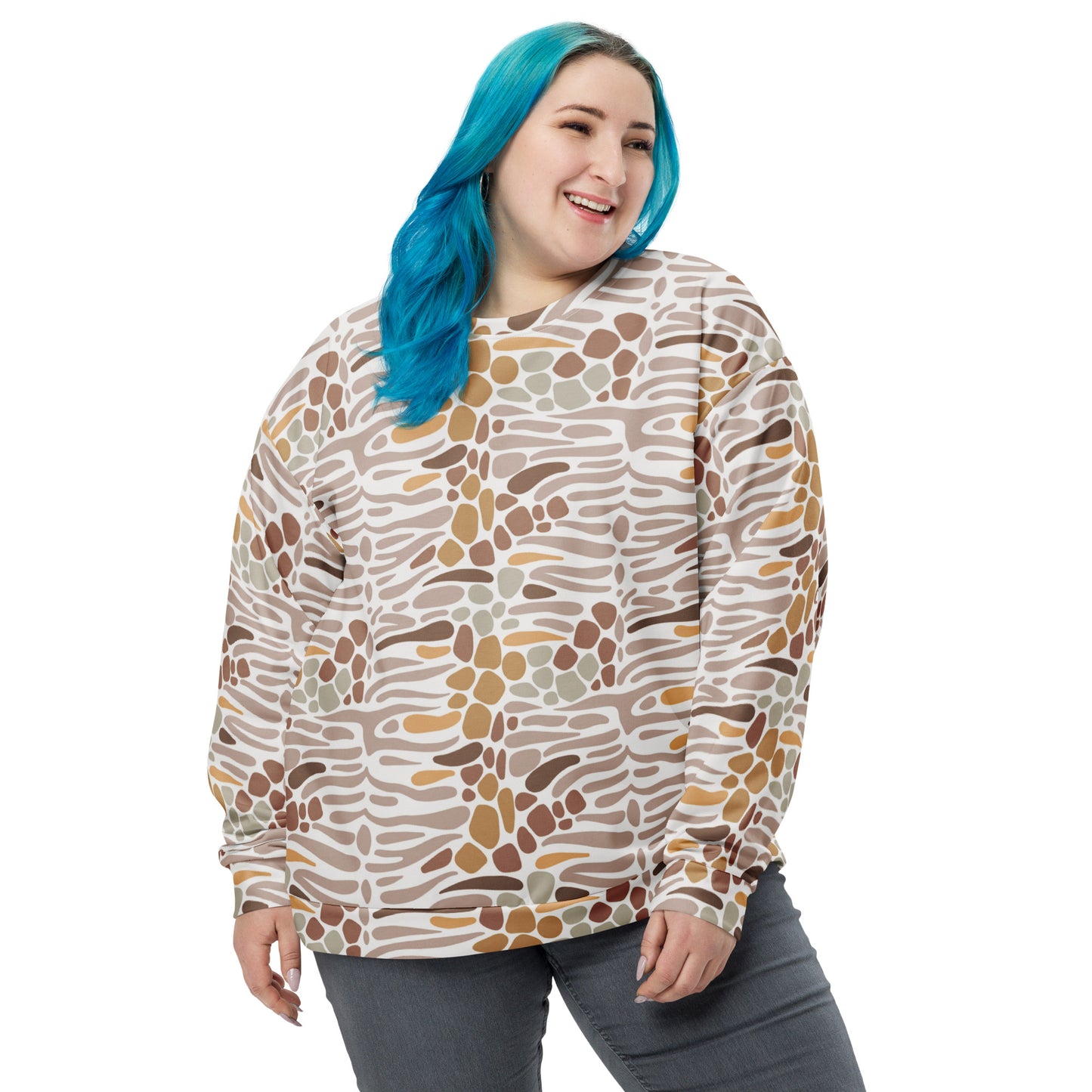 Pullover Soft Fleece Adult Crewneck Sweatshirt, Stylish Pattern Printed