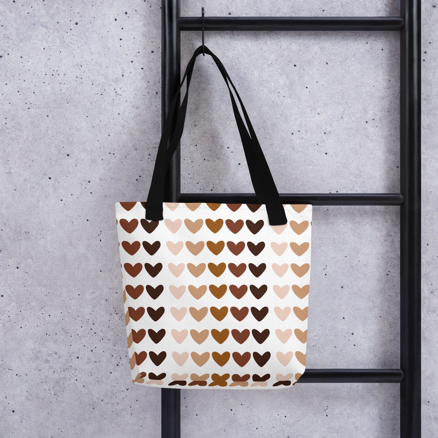 Tote Bag, Heart Pattern Print