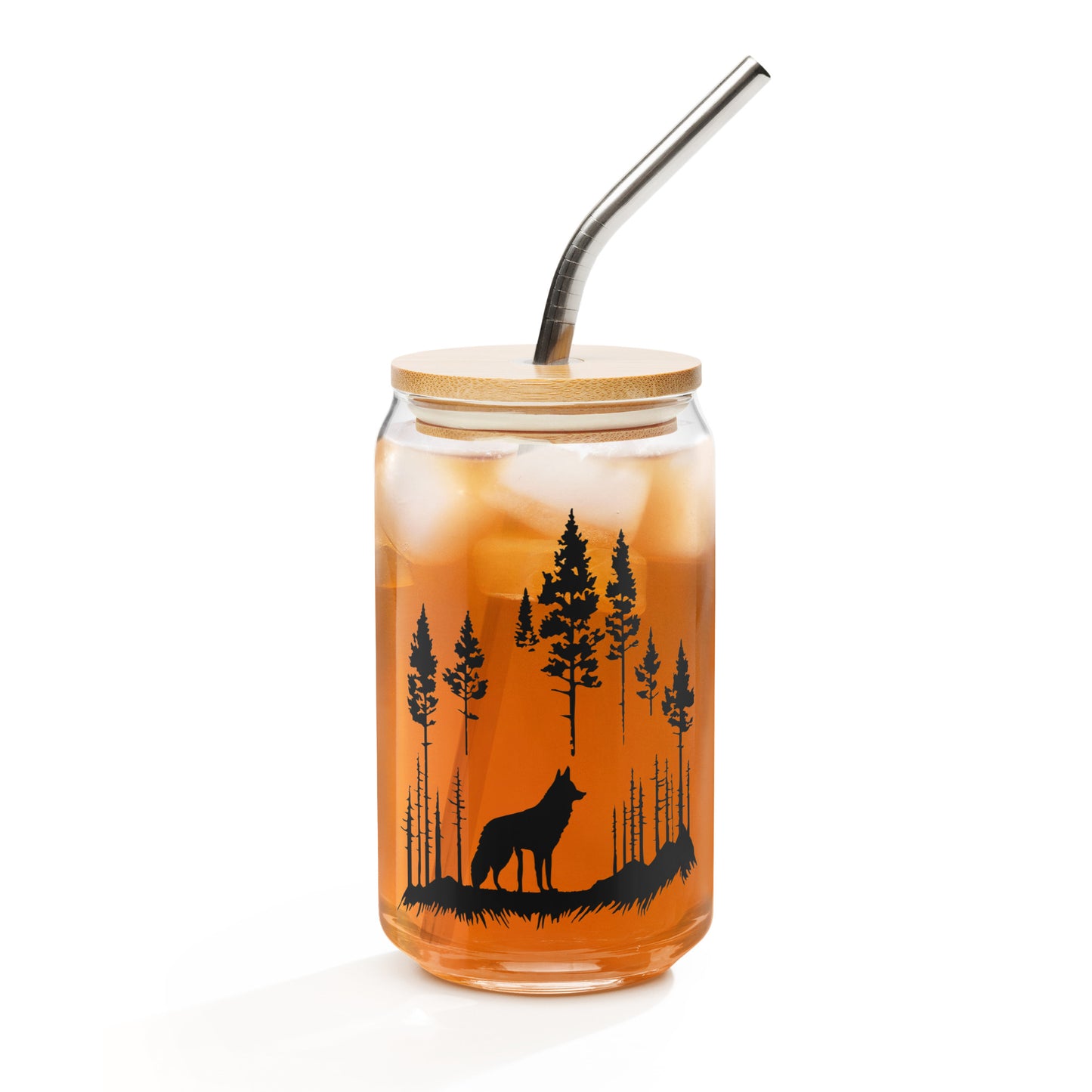 Can-shaped Glassware Wolf Graphic