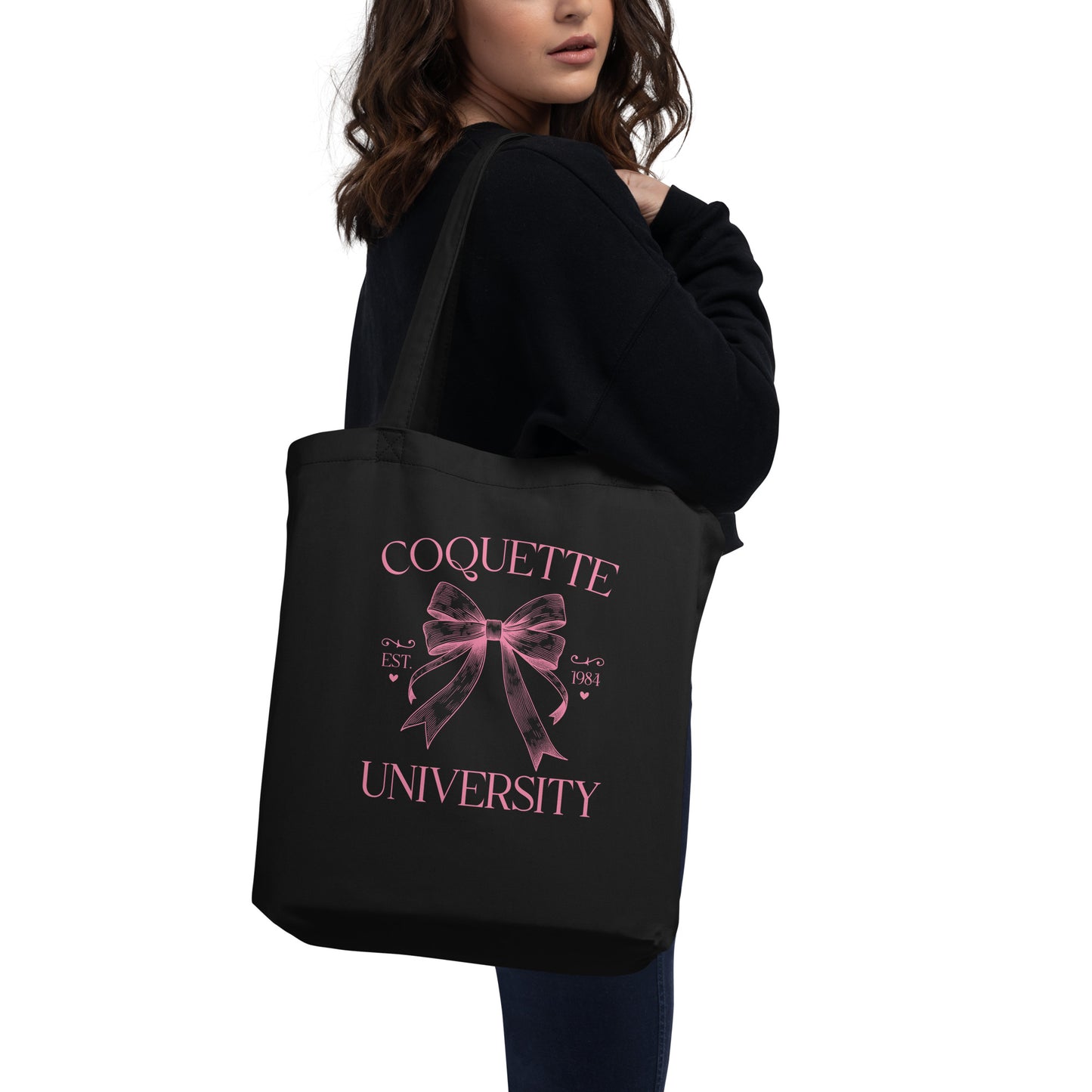 Eco Tote Bag, 100% Certified Organic Cotton, Coquette Graphic