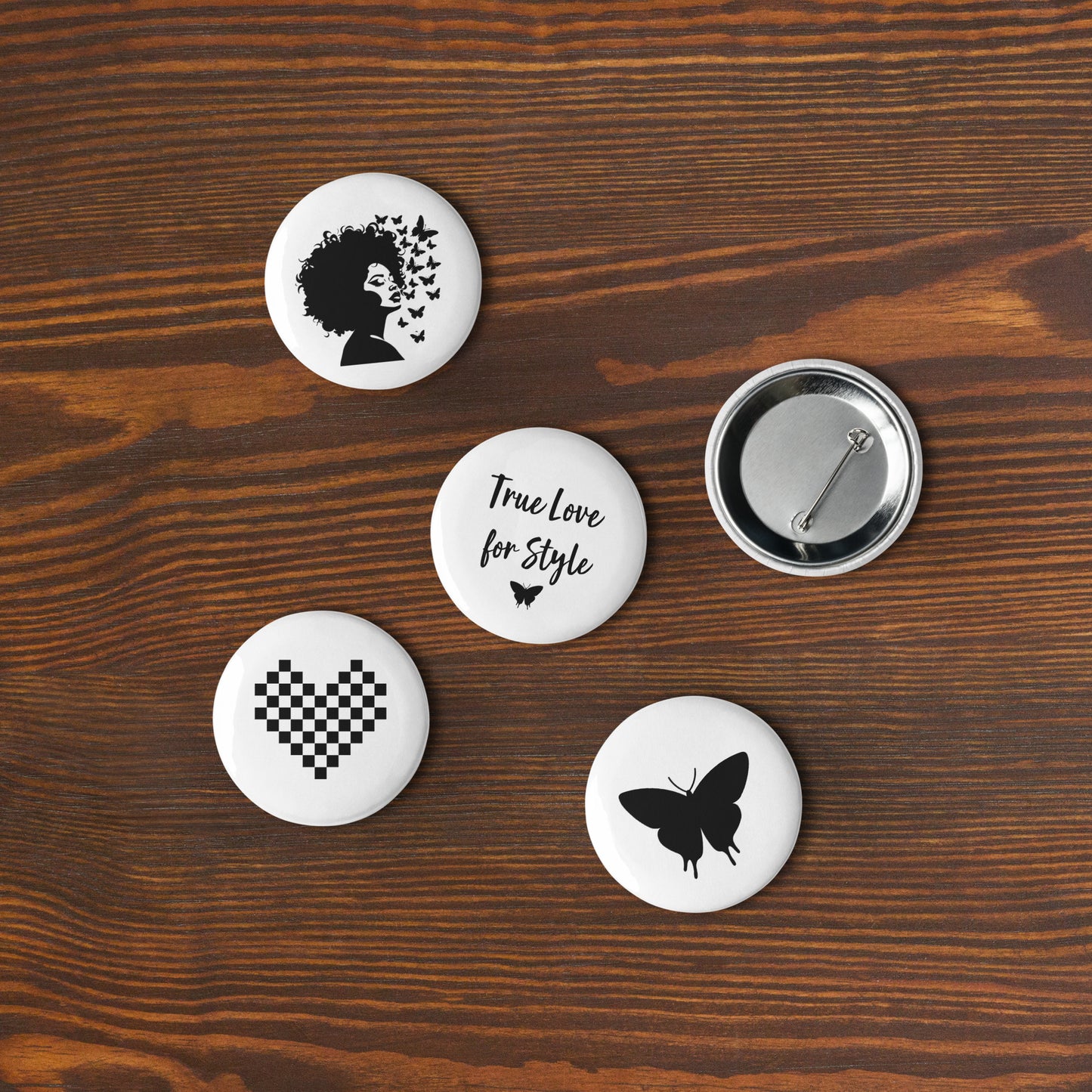 Curly Afro Set of Pin Buttons