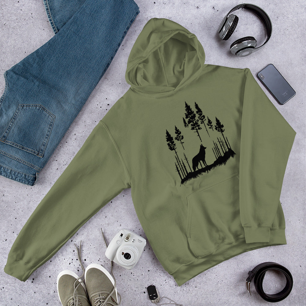 Men’s Hoodie, Wolf Graphic