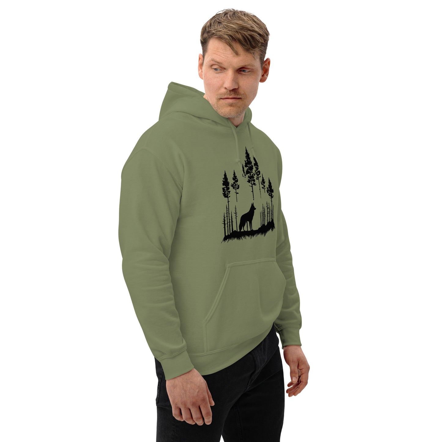 Men’s Hoodie, Wolf Graphic