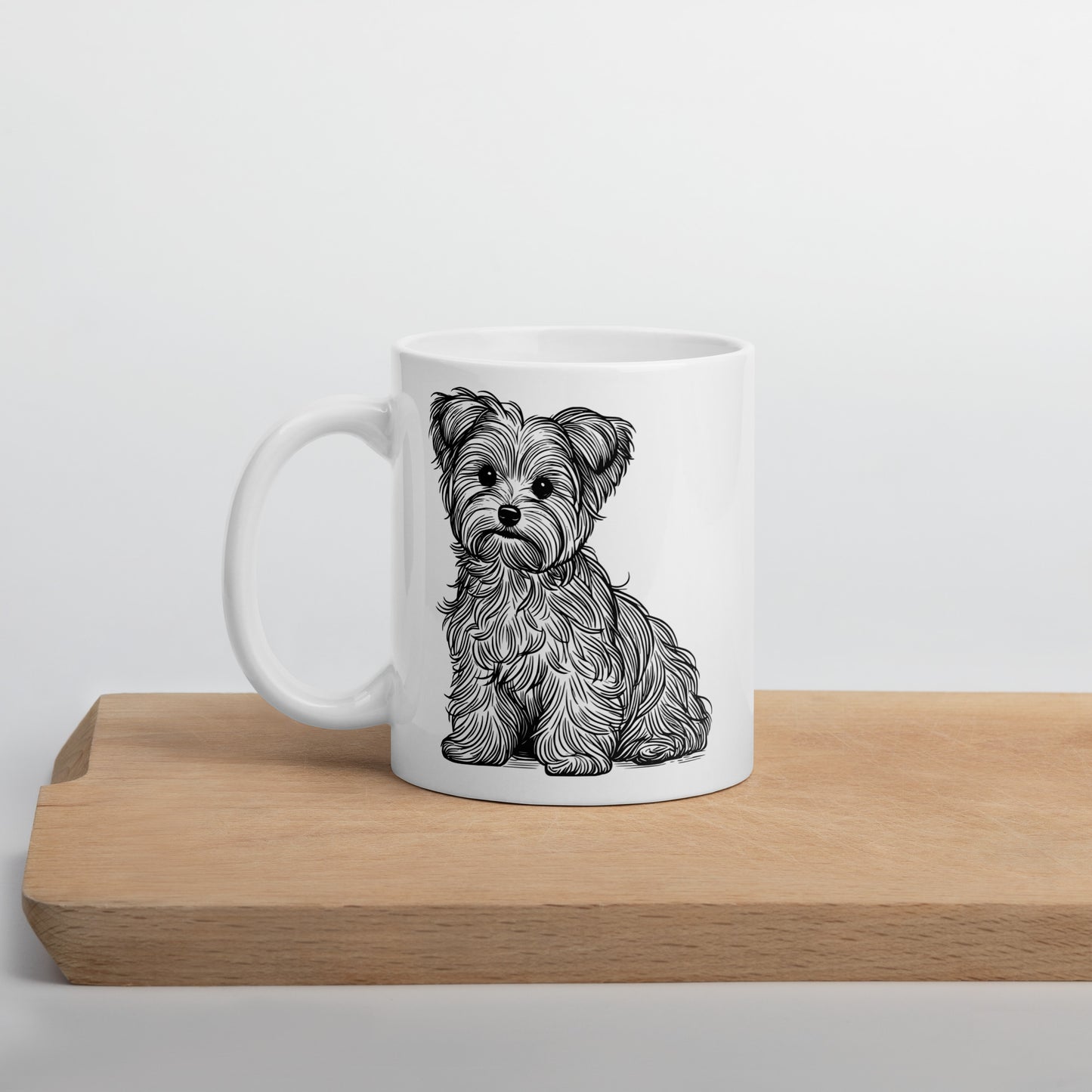 White Glossy Mug, Yorkipoo Dog Graphic