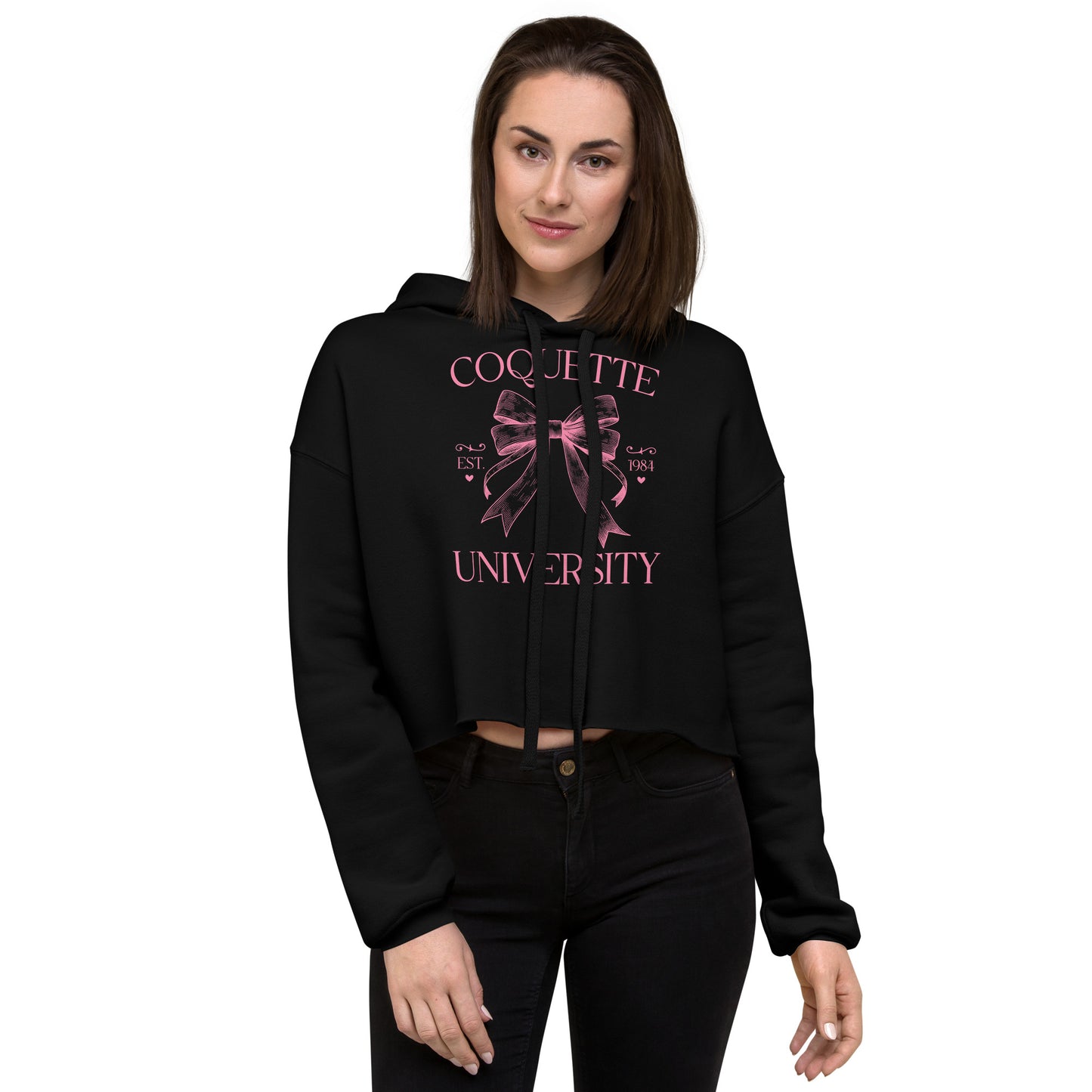 Women's Crop Top Hoodie, Coquette Graphic