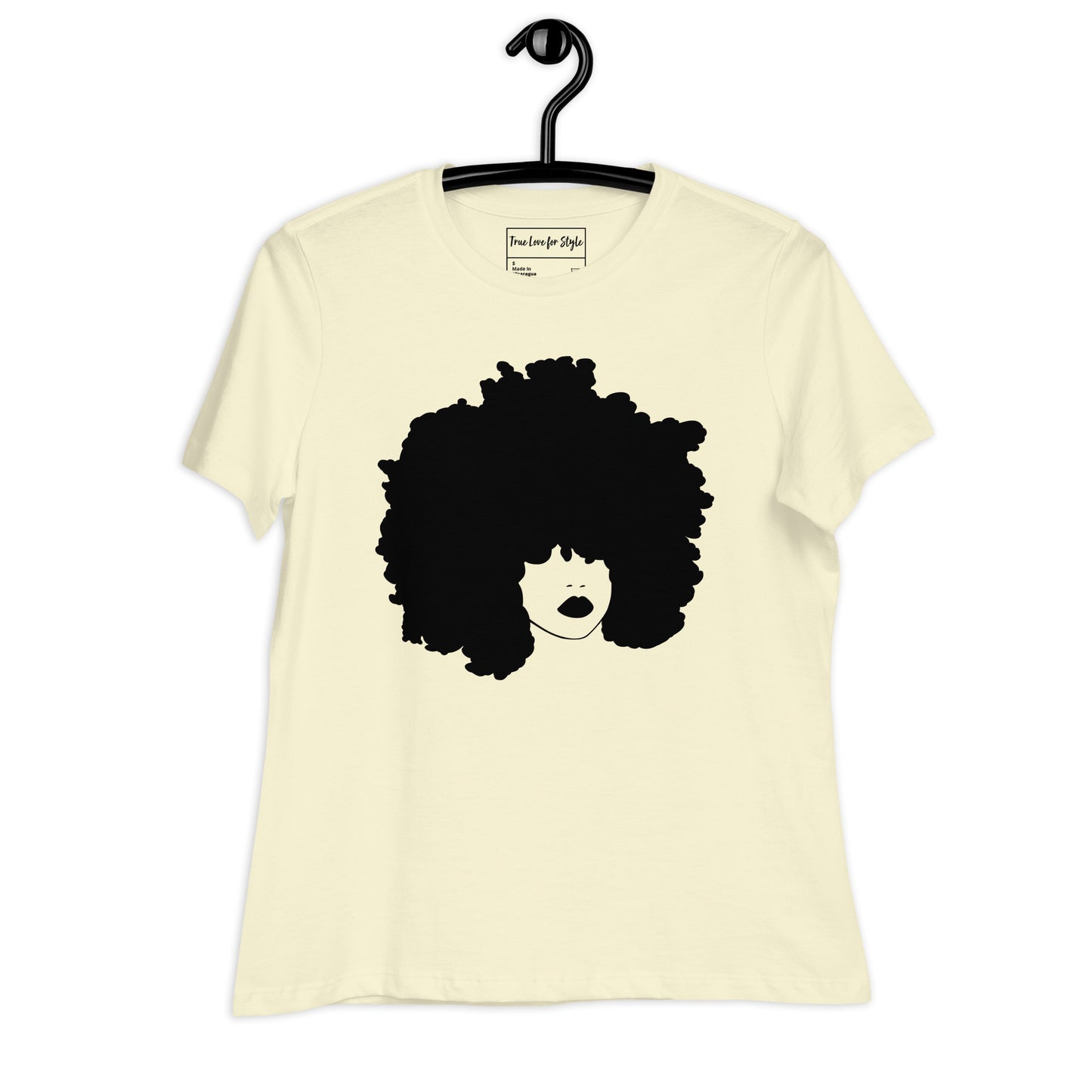 Women's Relaxed T-Shirt, Curly Afro