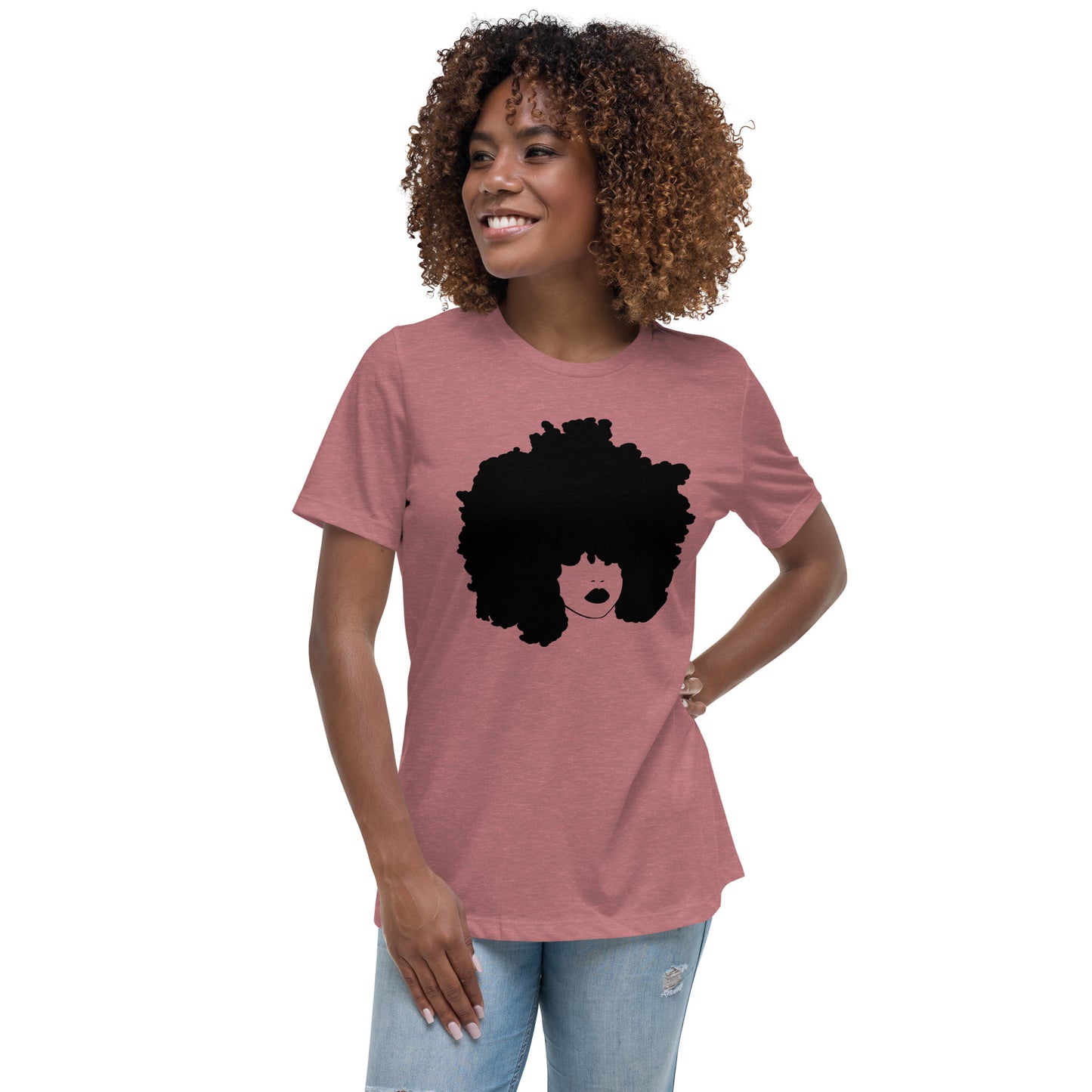 Women's Relaxed T-Shirt, Curly Afro