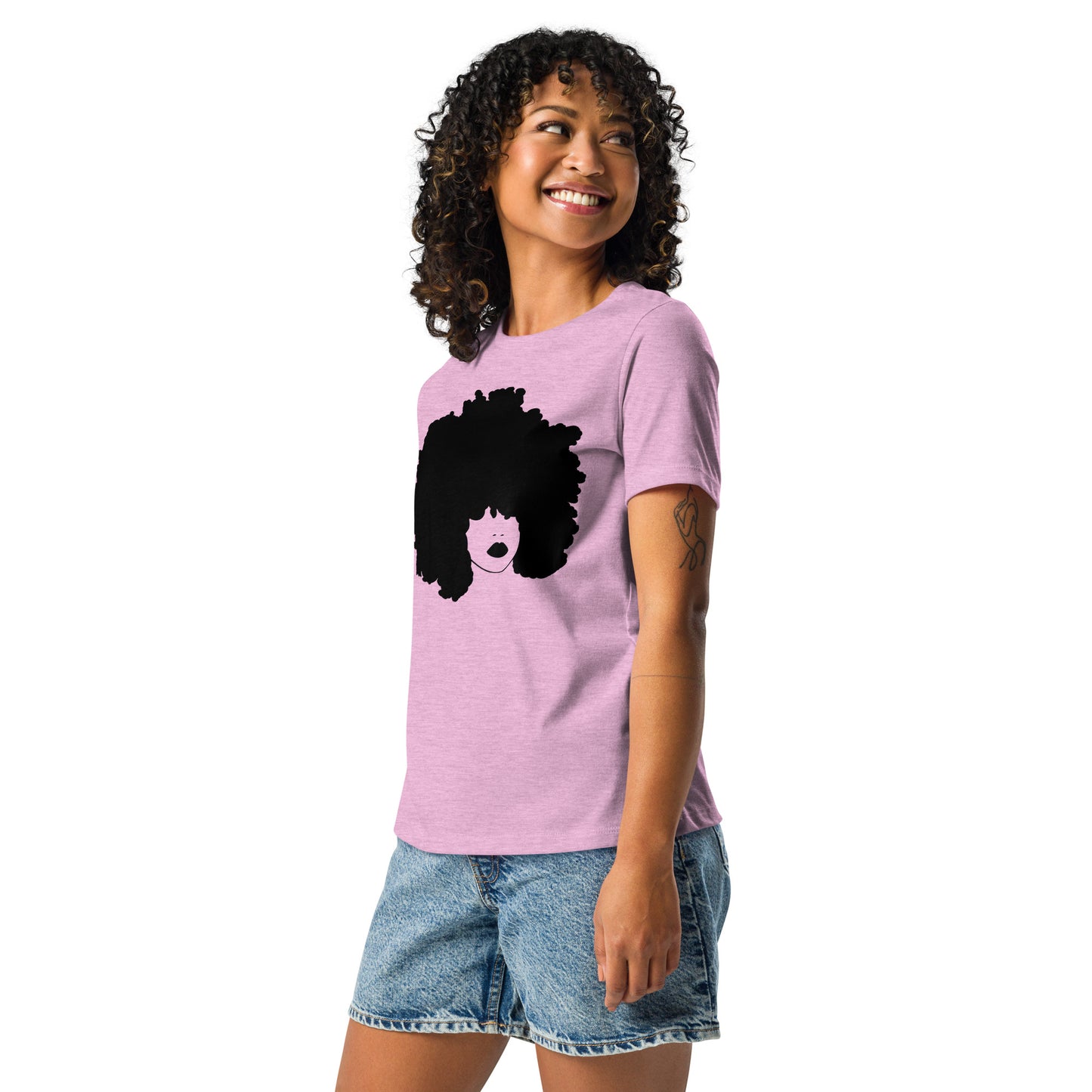 Women's Relaxed T-Shirt, Curly Afro