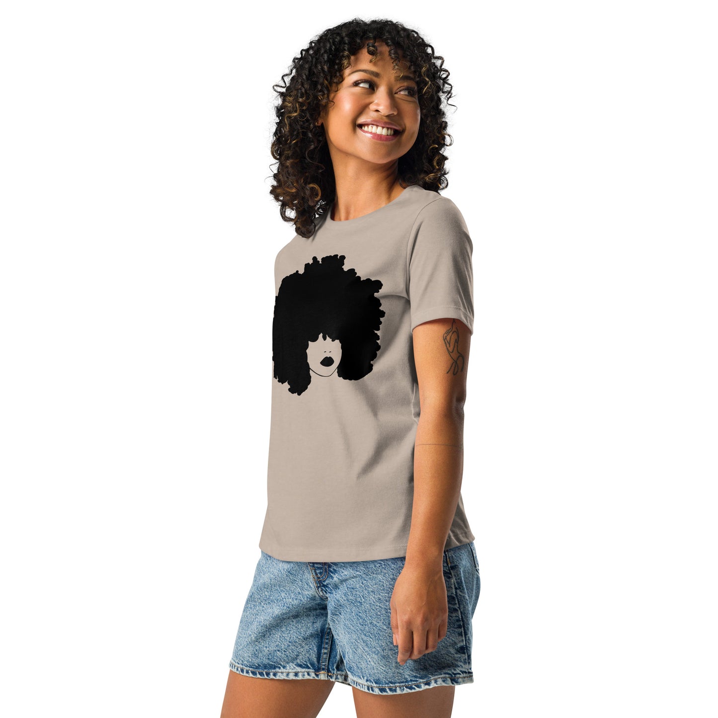 Women's Relaxed T-Shirt, Curly Afro