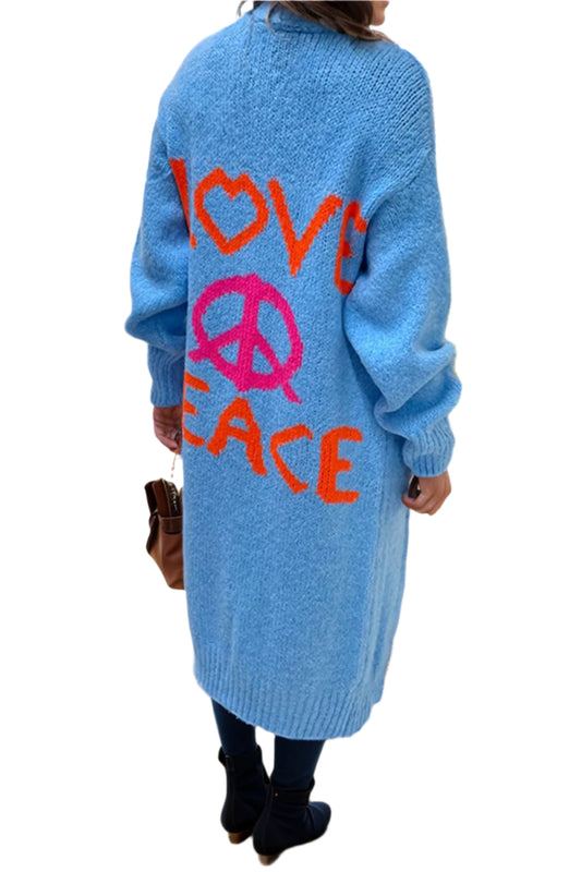 Peace Sign Long Sleeve Cardigan