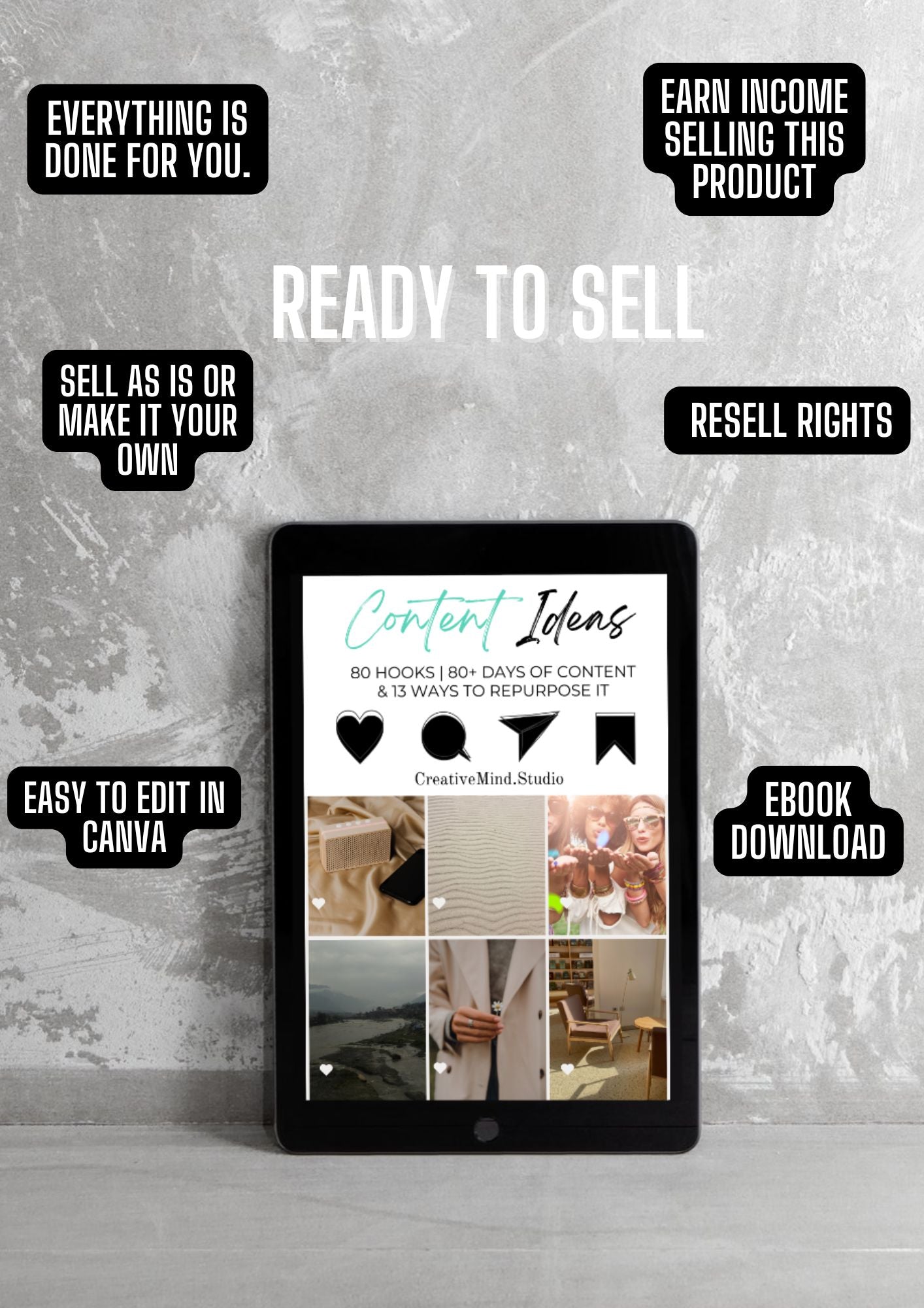 Content Ideas 80+ DAYS OF CONTENT  & 13 WAYS TO REPURPOSE IT | eBook w/ PLR