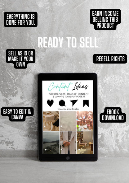 Content Ideas 80+ DAYS OF CONTENT  & 13 WAYS TO REPURPOSE IT | eBook w/ PLR
