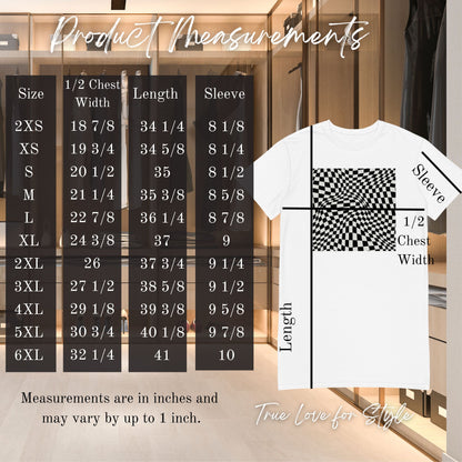 Women's Casual Black and White Checkered Graphic T-shirt Dress