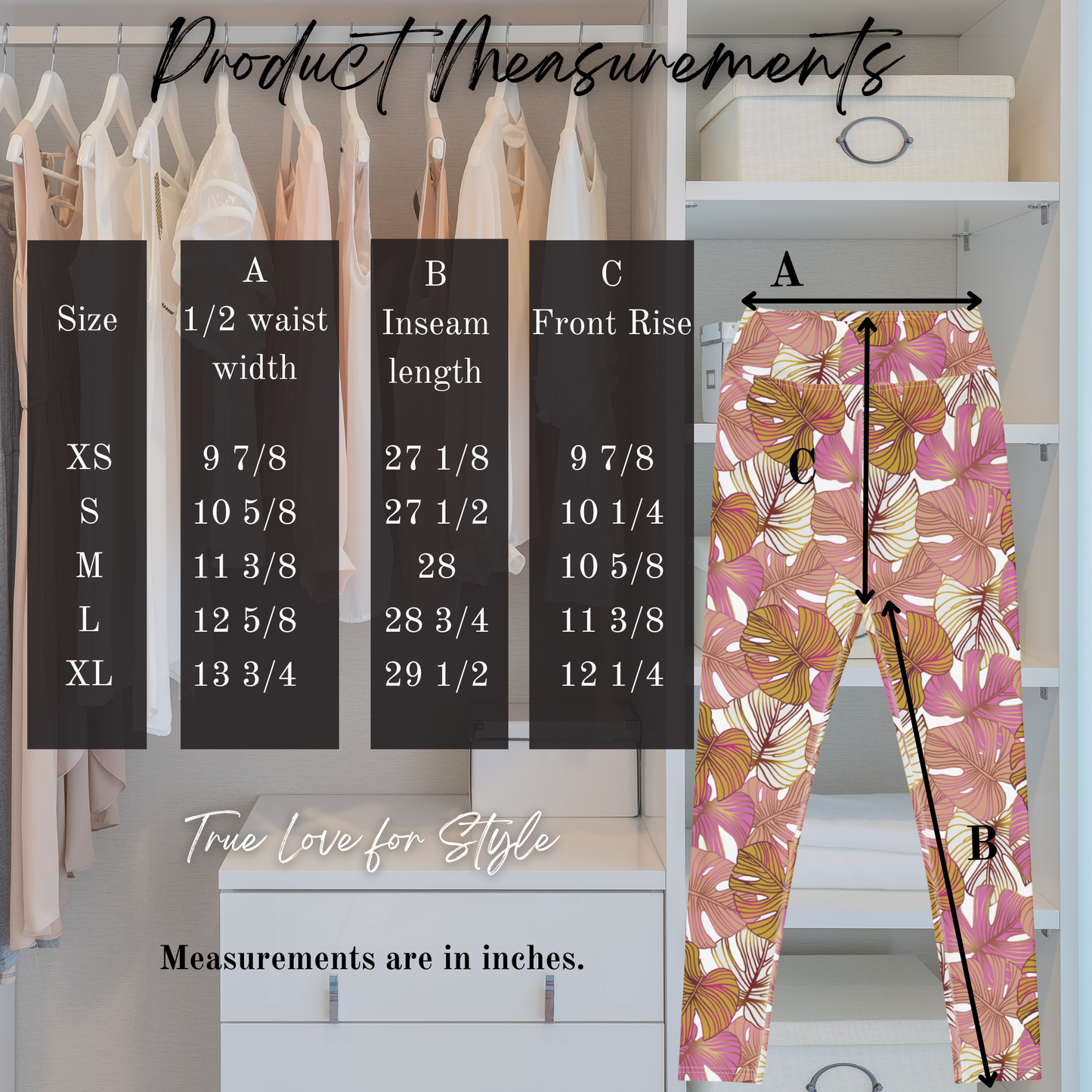 Women's Workout Yoga Leggings, Pink Tropical Plant Printed Pattern