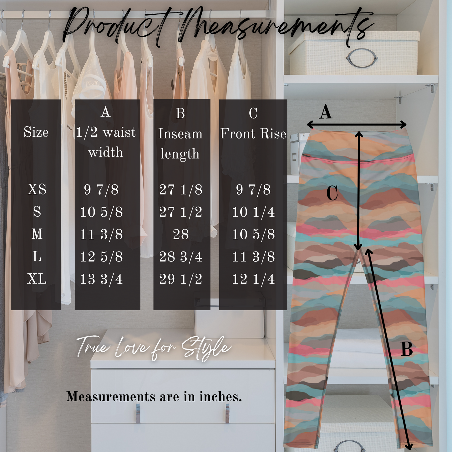 Women's Workout Yoga Leggings, Horizon Printed Pattern