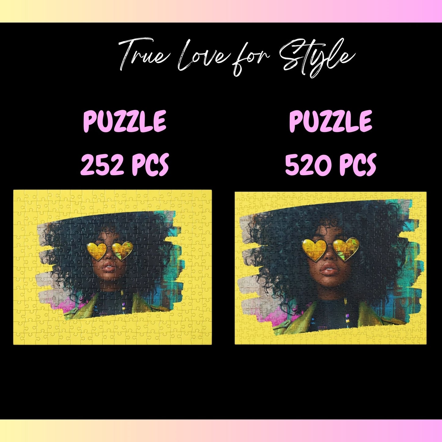 Yellow Hearts and Curly Hair Jigsaw Puzzle 252 pcs / 520 pcs