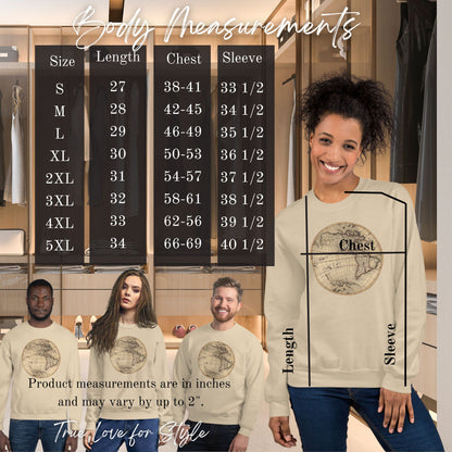 Sweatshirt Adult Pullover, Vintage Globe Graphic
