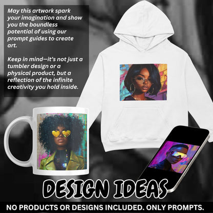 AI Art Fillable Prompt Guide Bundle – Fashionable Black Woman Portraits