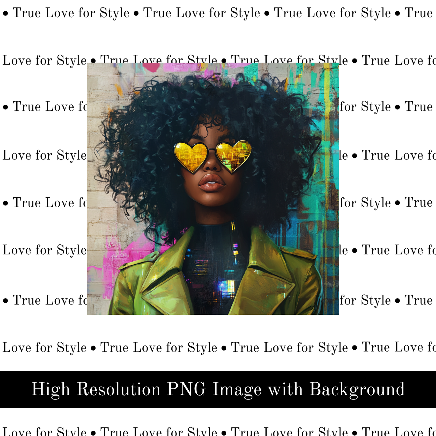 Yellow Hearts Curly Hair Mockup Image Cover