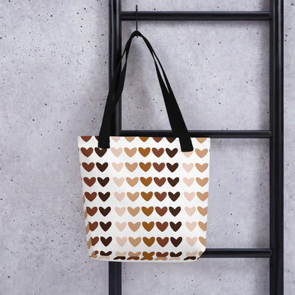Tote Bag, Heart Pattern Print