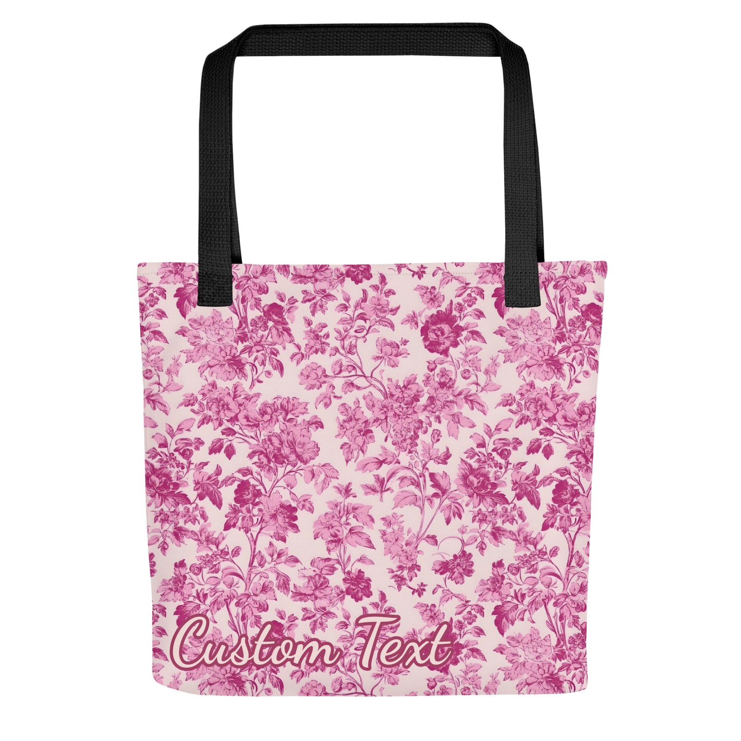 Custom Text Tote Bag Pink French Toile