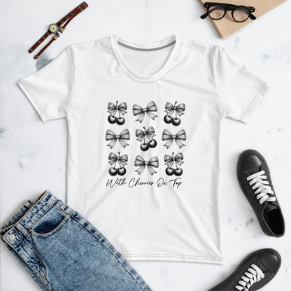 Women's Casual Cherries and Bows Fashion Top