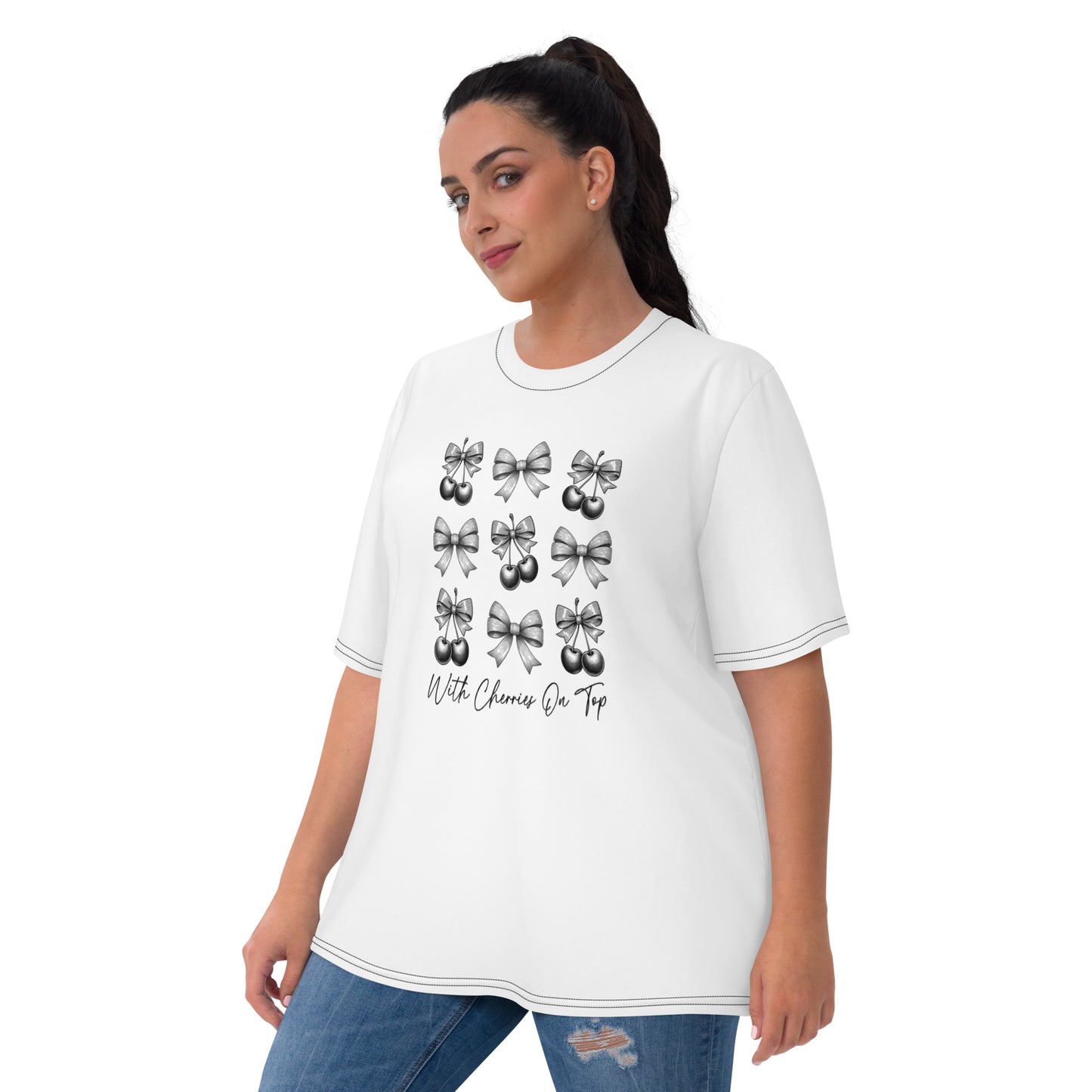 Women's Casual Cherries and Bows Fashion Top