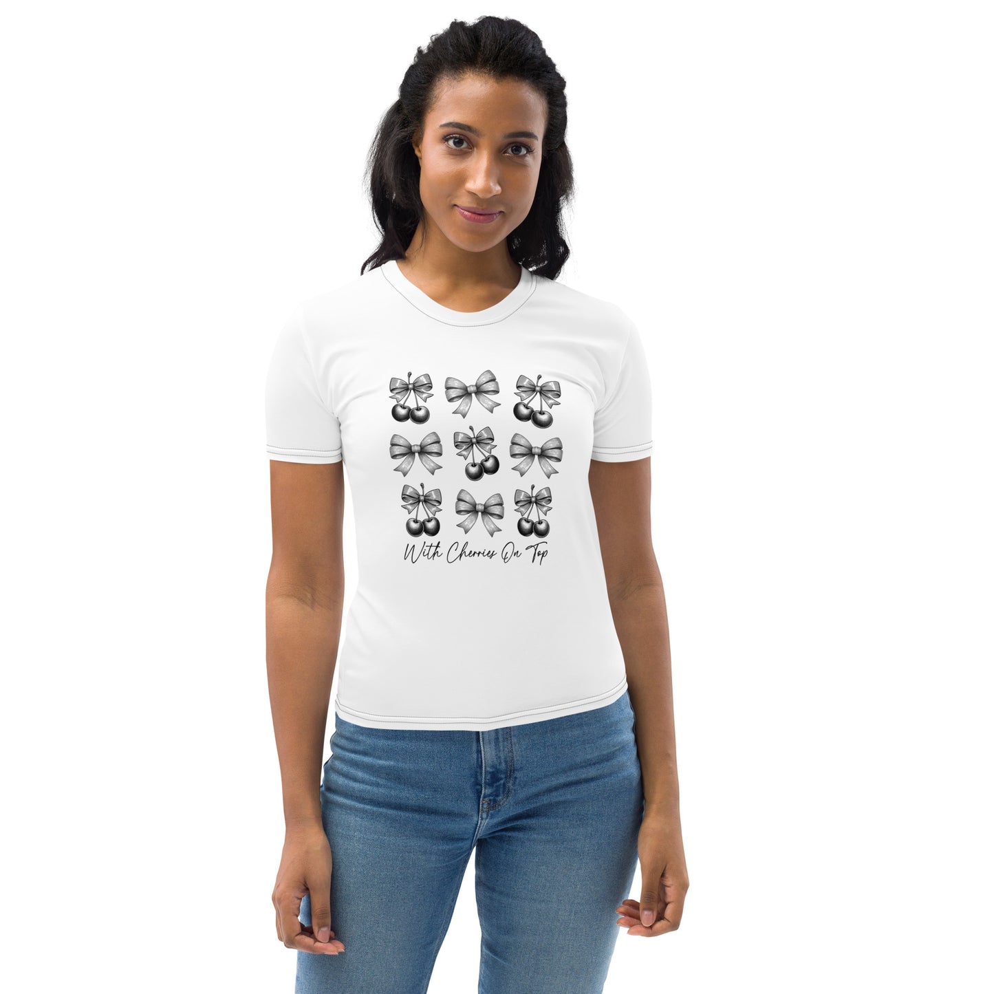 Women's Casual Cherries and Bows Fashion Top