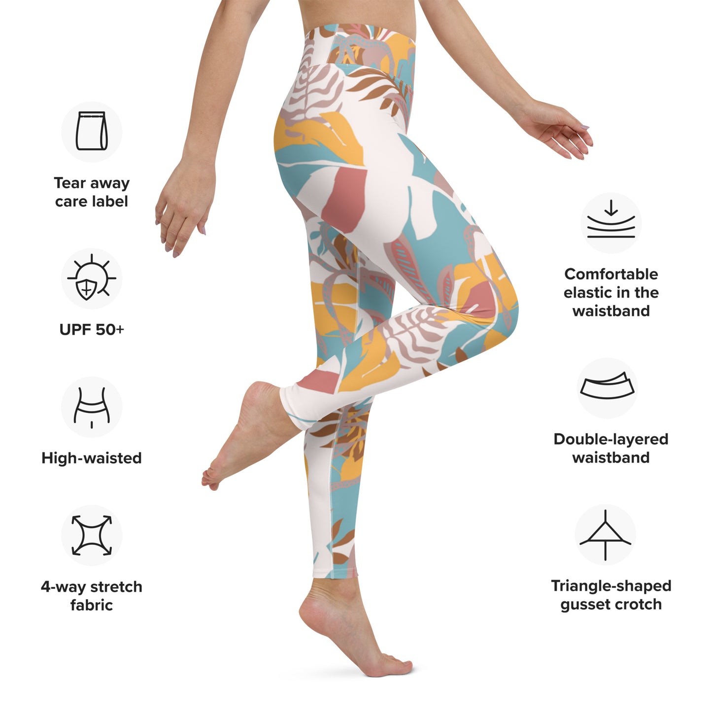 Women's Workout Yoga Leggings, Floral Printed Pattern