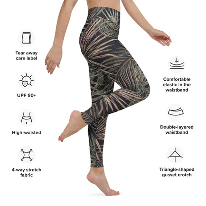 Women's Workout Yoga Leggings, Plant Printed Pattern