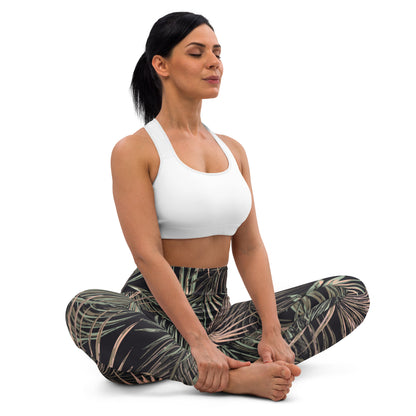 Women's Workout Yoga Leggings, Plant Printed Pattern