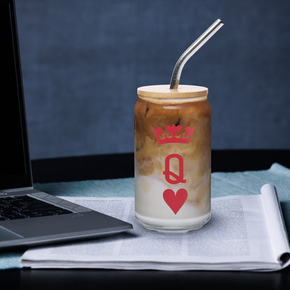 Can-shaped Glassware Queen of Hearts Graphic