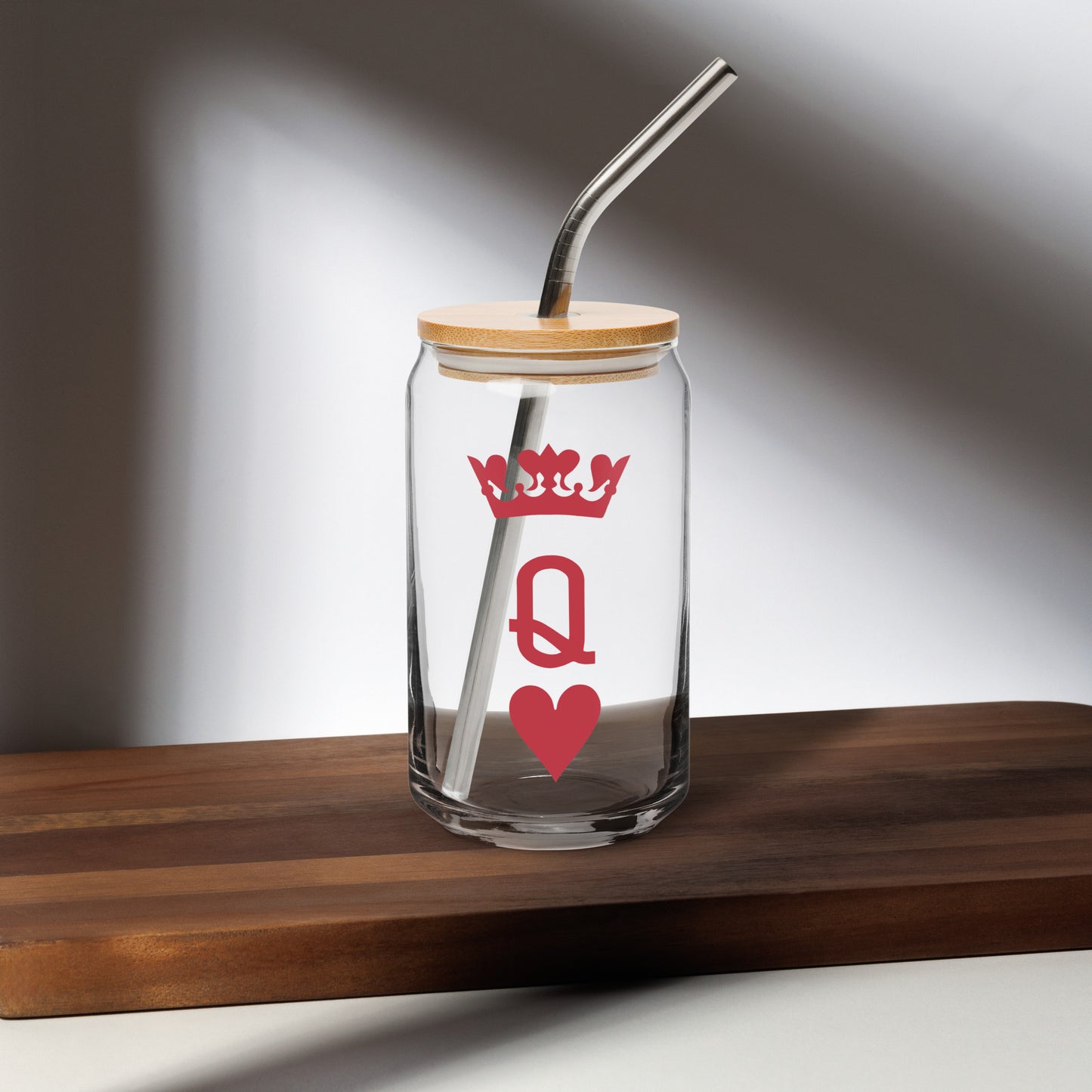 Can-shaped Glassware Queen of Hearts Graphic
