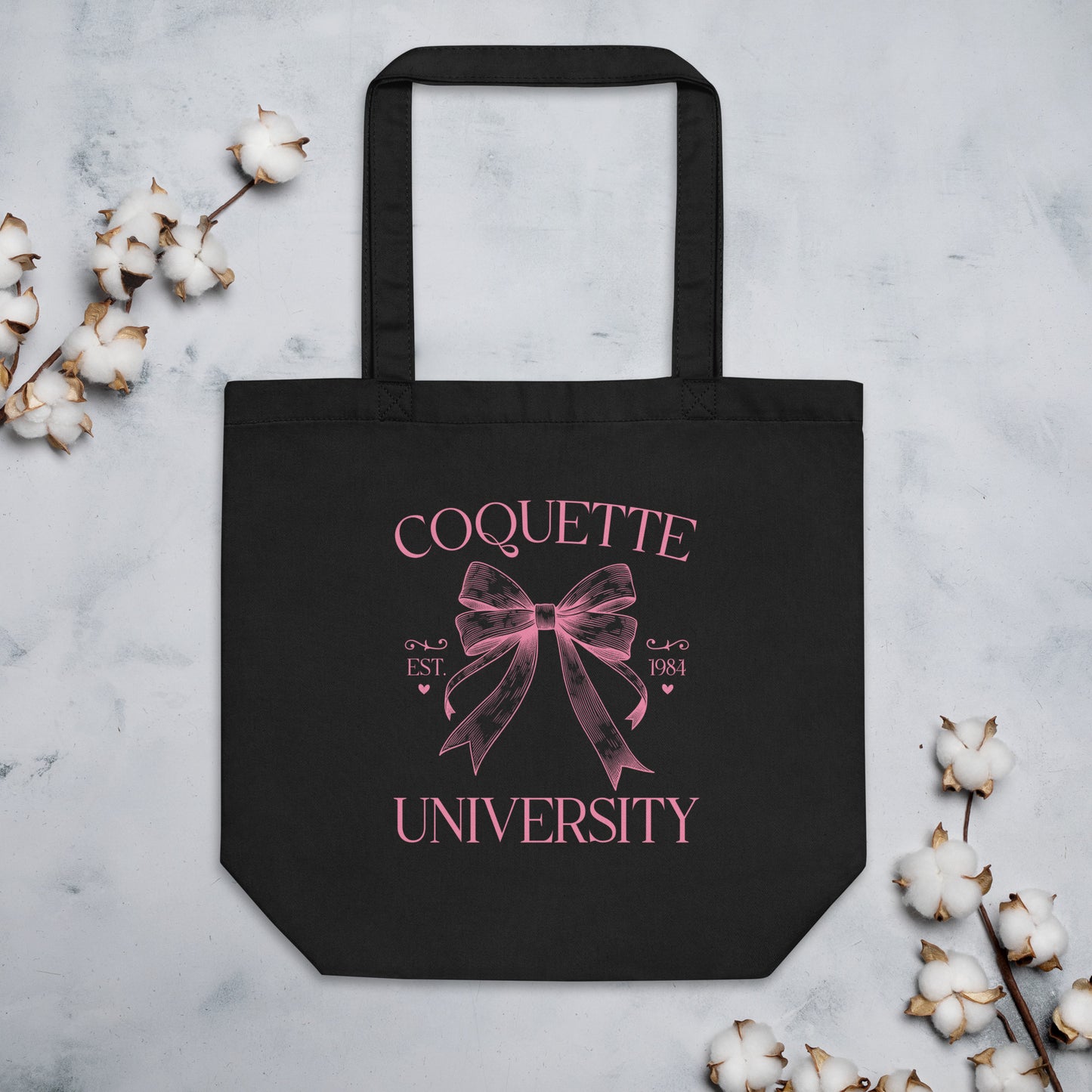 Eco Tote Bag, 100% Certified Organic Cotton, Coquette Graphic