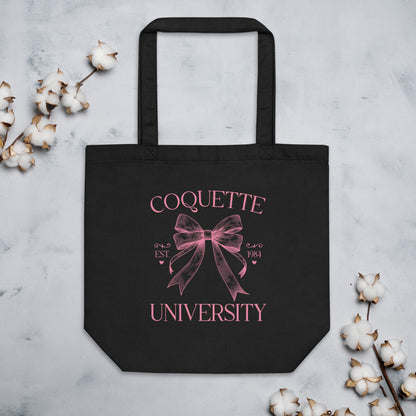 Eco Tote Bag, 100% Certified Organic Cotton, Coquette Graphic