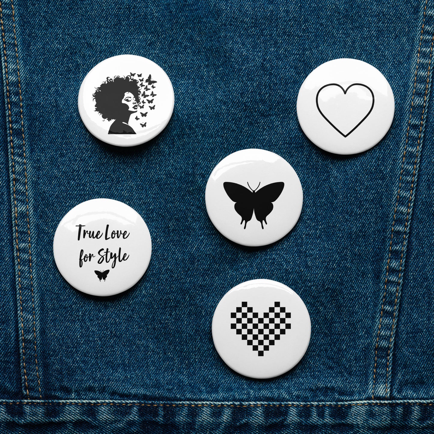 Curly Afro Set of Pin Buttons