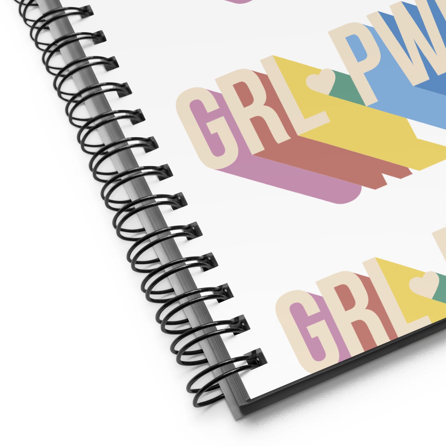 Journal Notebook Spiral Metal Binding, 140 Dotted Pages Soft Cover, Girl Power Print Graphic
